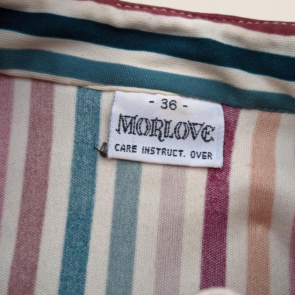 Vintage Morlove Candy Pin Striped button up frilly‎ top - Size Medium - Picture 2 of 4
